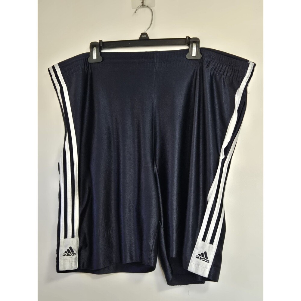 Vintage Adidas Basketball Shorts Mens L Navy‎ Y2K Shiny Baggy Athletic